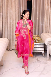 Pink Embroidered Kaftan Set